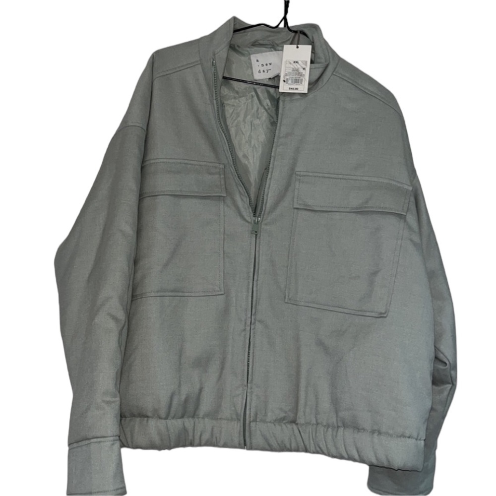 A.New Day size XXL mint green mid weight zip front jacket